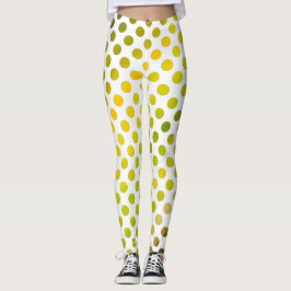 Legging Pontos pintados de cor amarela e verde divertida