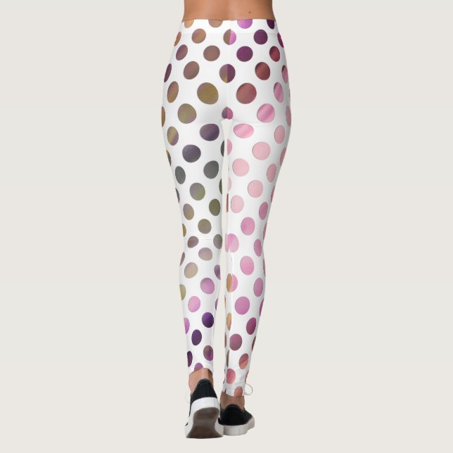 Legging Pontos Pintados de Cor da Água Púrpura Suave e Ver (Verso)