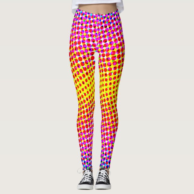 Legging Pontos Pixelados com Gradiente Rosa e Amarelo Cont (Frente)