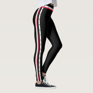 Legging Pontos pretos brancos vermelhos da forma lateral