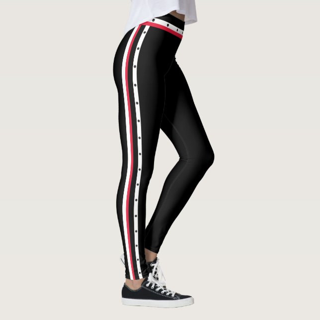 Legging Pontos pretos brancos vermelhos da forma lateral (Direita)