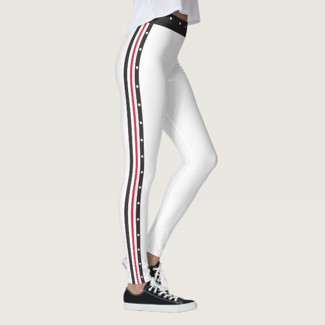 Legging Pontos pretos brancos vermelhos da forma lateral (Direita)