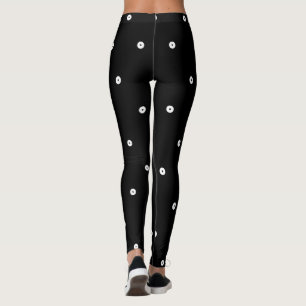 Legging Pontos Pretos e Brancos Padrão Clássico Elegante