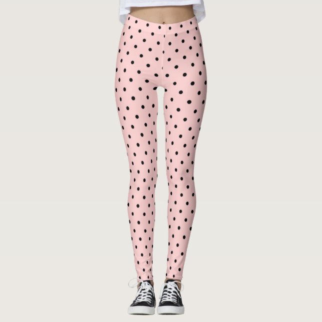 Legging Pontos Rosa e Preto (Frente)