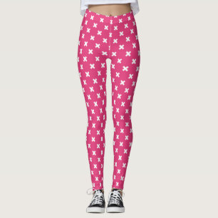 Legging Pontos transversais brancos no fúcsia
