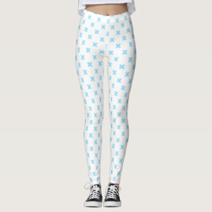 Legging Pontos transversais dos azuis bebés no branco