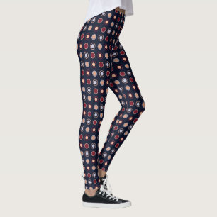 Legging Pontos vermelhos, azuis e beges