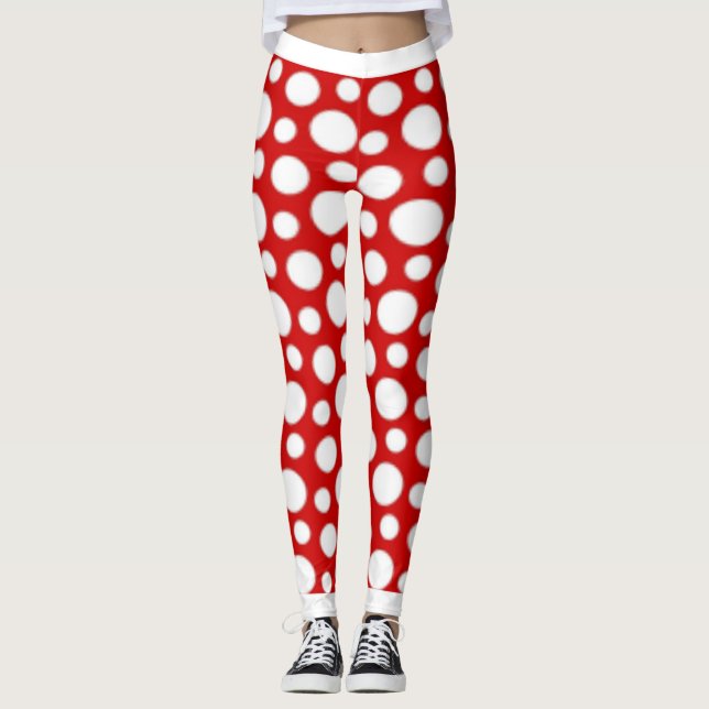 Legging Pontos Vermelhos e Brancos (Frente)
