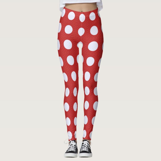 Legging Pontos Vermelhos Estilo Fractal - Pontos Brancos E (Frente)