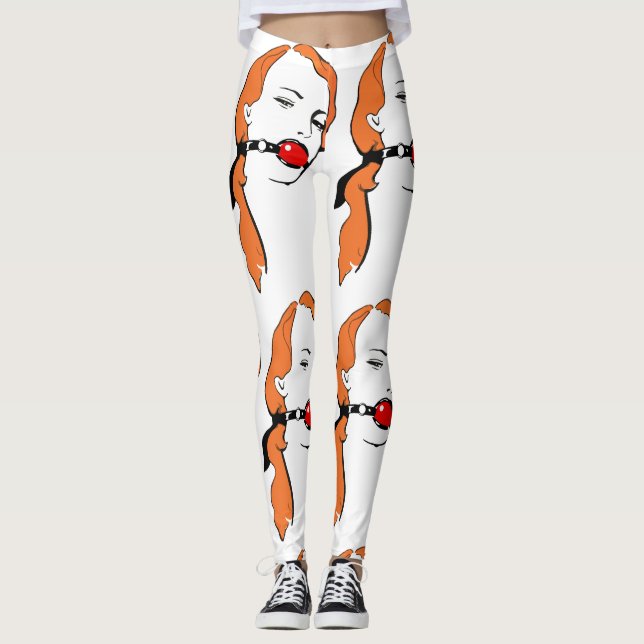Legging [Pop art da menina amordaçada estranha do vintage] (Frente)