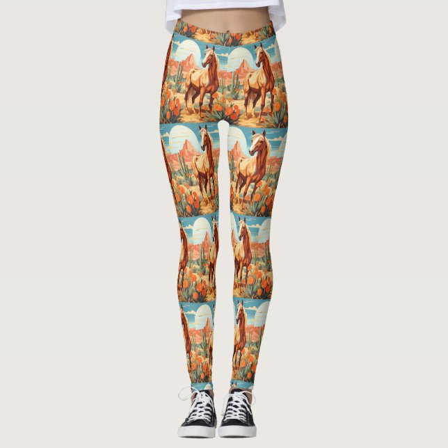 Legging Pop Art Palomino Desert Horse (Frente)