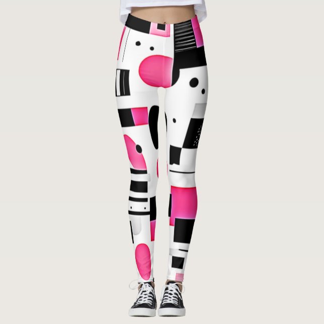Legging Pop Art Pink Geometry Design (Frente)