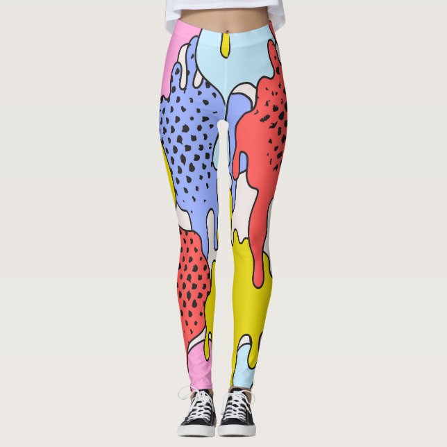 Legging Pop Art Splatter: Drama em Quadrinhos (Frente)