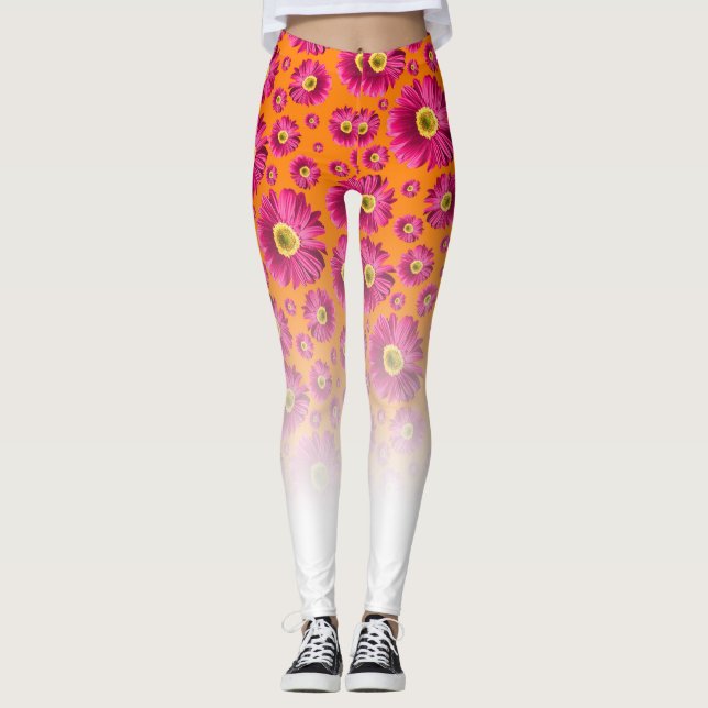 Legging Pop Daisy Fuchsia Rosa Fade to White (Frente)