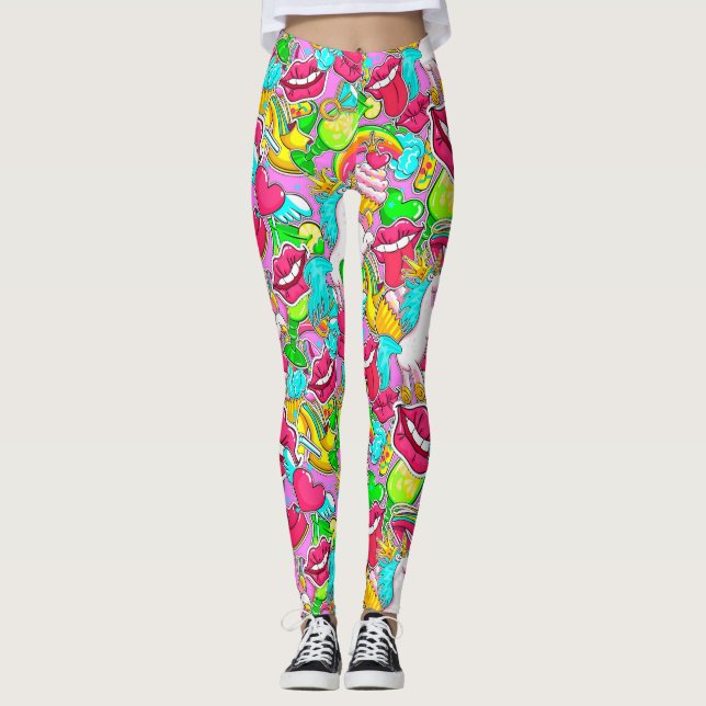 Legging Pop de Arte Colorida (Frente)