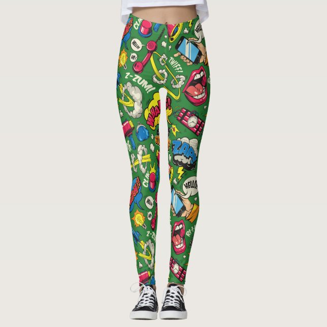 Legging Pop de Arte Colorida (Frente)