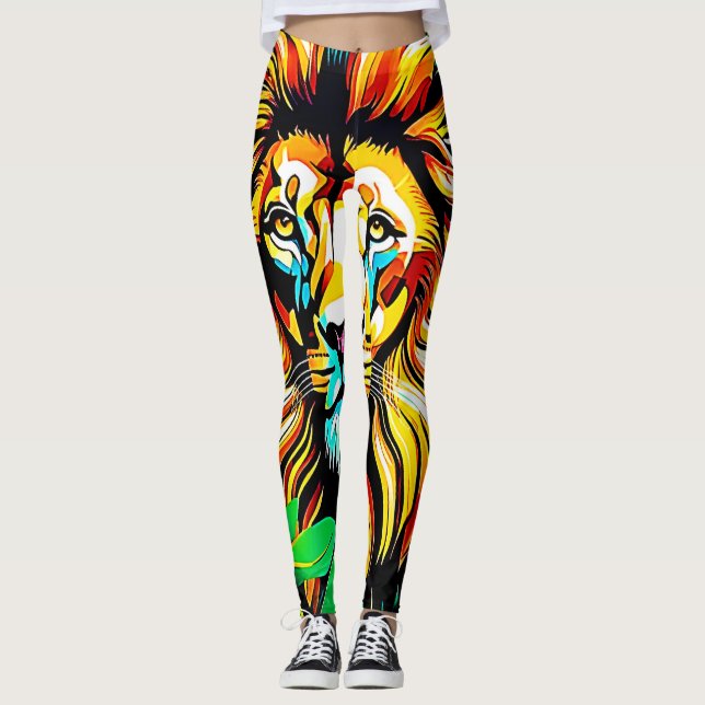 Legging Pop de Arte do Leão Selva (Frente)