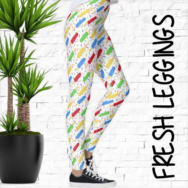 Legging Pop de gelo e padrão de borrifadas de Verão (Fresh Summer Leggings with Fun, Colorful Popsicle Pattern!)