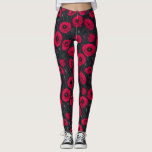 Legging Poppies vermelhos<br><div class="desc">Flores picantes, pintadas manualmente no Photoshop, padrão sem costura.</div>