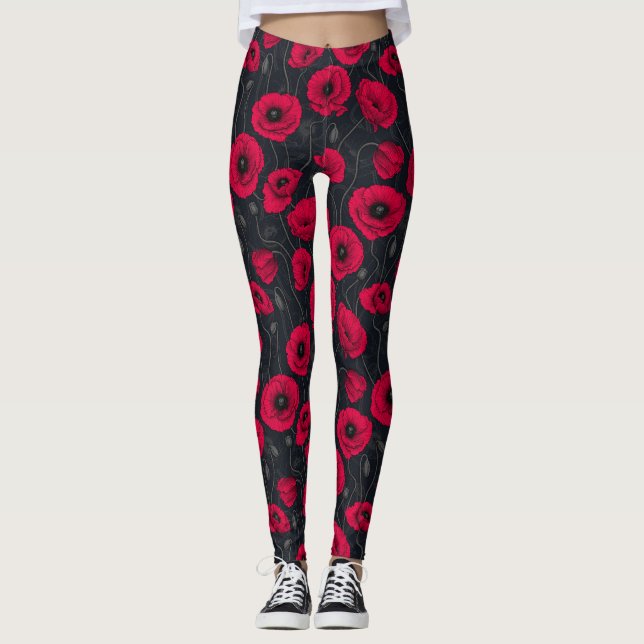 Legging Poppies vermelhos (Frente)