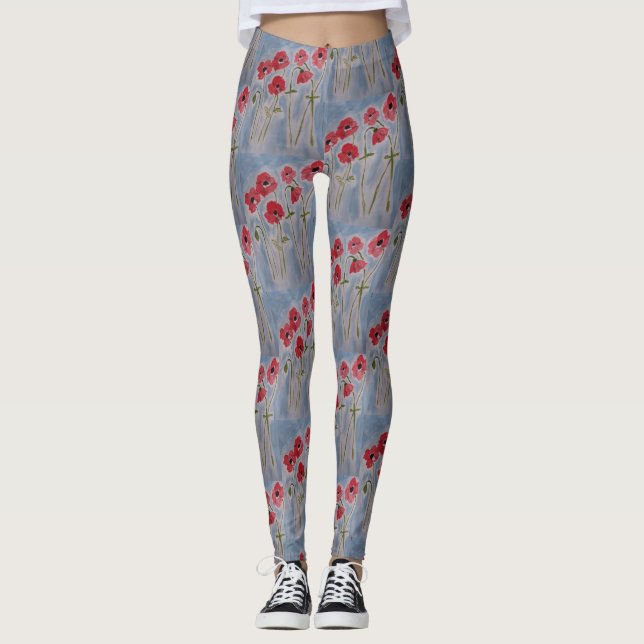 Legging Poppies Vermelhos Selvagens (Frente)