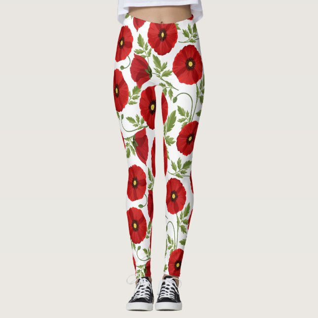 Legging Poppy alegre Flores de Verão (Frente)