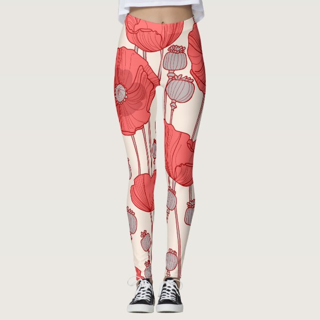Legging Popy Field Dance: Rapsódia Floral Sem Olhos (Frente)