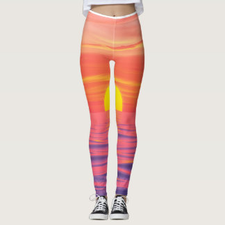 Legging Pôr do sol com cores vívidas na praia