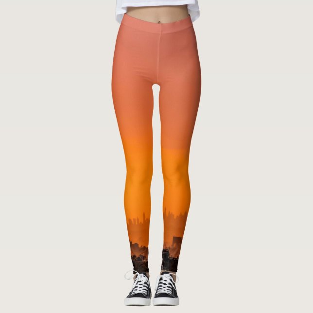 Legging Pôr do sol sobre a cidade (Frente)