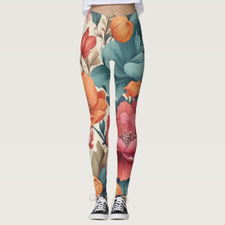 Legging Por todo o impressão com o padrão Florals