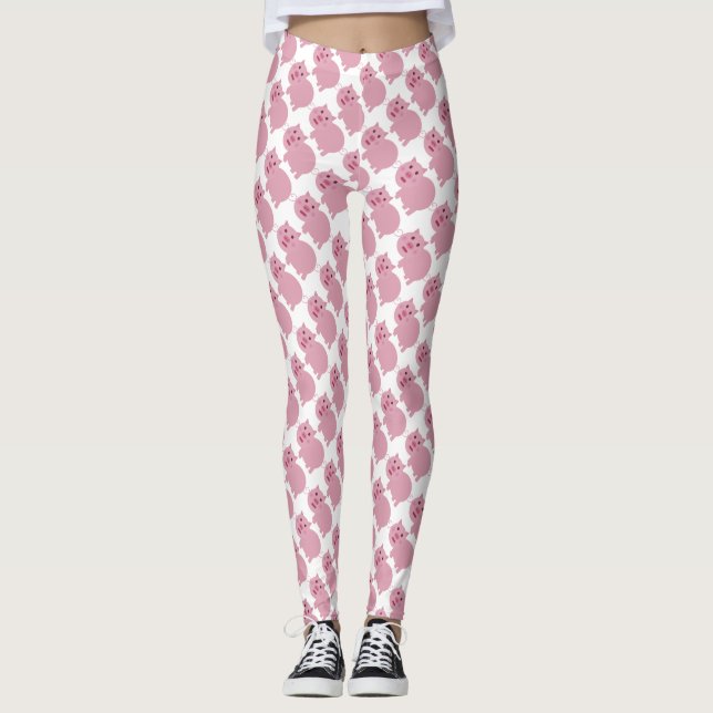 Legging Porco cor-de-rosa tímido (Frente)