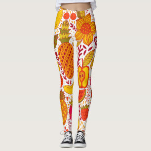 Legging Portas de fruta: Padrão de Vintage de Verão.