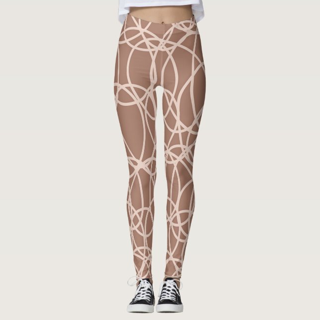 Legging Portas Desenhadas Mão-Abstrato Mocha (2) (Frente)