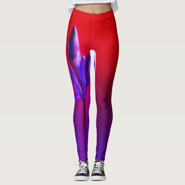 Legging Poster de Risco de Tulipas Roxas (Frente)