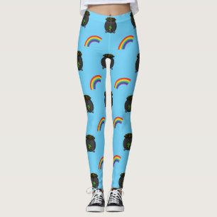 Legging Pote de Cartoon Dourado do Arco-Íris
