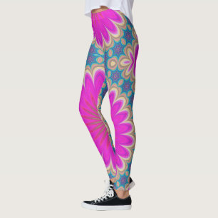 Legging Potência Flor Psicodélica de Mandala Floral Retro