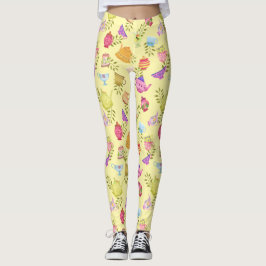 Legging Potes de chá e Copas Amarelo