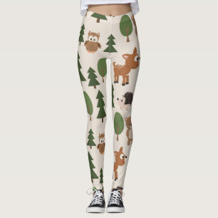 Legging Povoados-de-bico-cúmulo padrão da natureza florest
