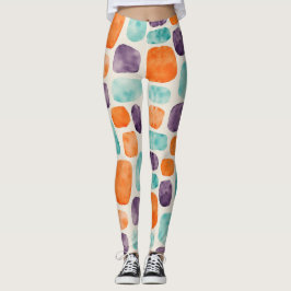 Legging Praças Arredondadas, Padrão de Blobs de Abstrato o