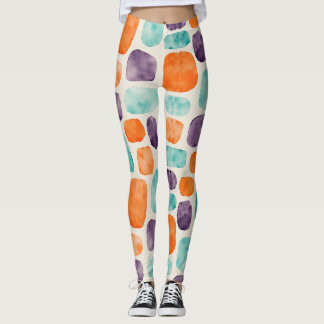 Legging Praças Arredondadas, Padrão de Blobs de Abstrato o