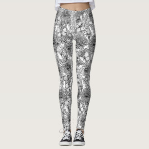 Legging Prado de dandelion em preto e branco