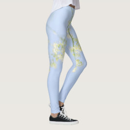Legging Prados de Flores Selvagens do Céu Azul Pálido Past
