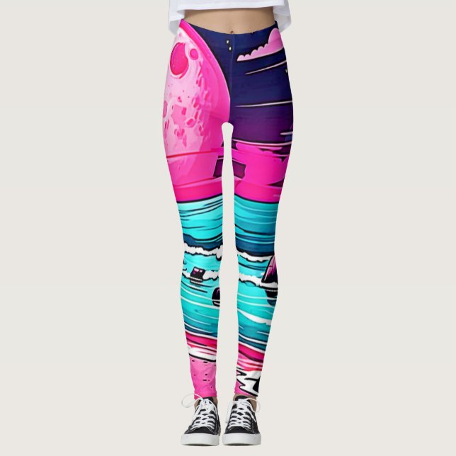 Legging Praia da Lua Rosa Vibrante (Frente)