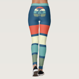 Legging Praia Tropical de Palmeiras e Sunset Retro