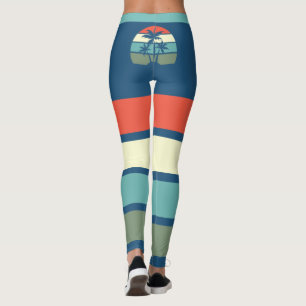 Legging Praia Tropical de Palmeiras e Sunset Retro