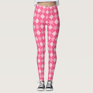 Legging Pré-disquete de Xadrez Argyle Rosa