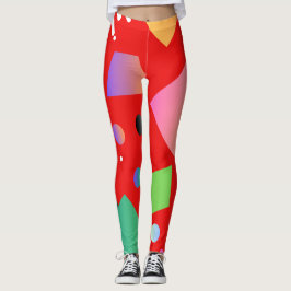 Legging Pré-disquete vermelho geométrico Quic de fundo chi