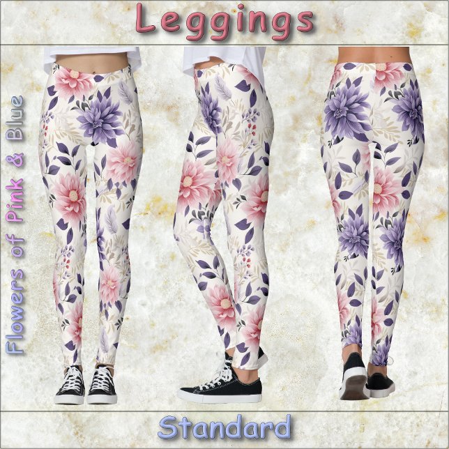 Legging PREGOS - Flores de rosa e azul (Criador carregado)