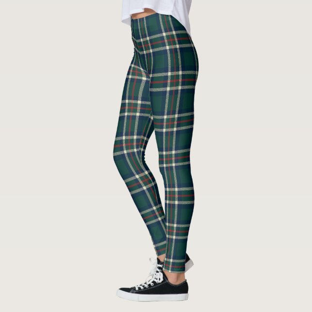 Legging Preppy Tartan Plaid Green Navy Christmas  (Esquerda)