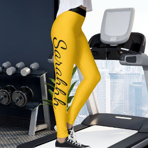 Legging Presente Amarelo Laranja e Preto Personalizado com